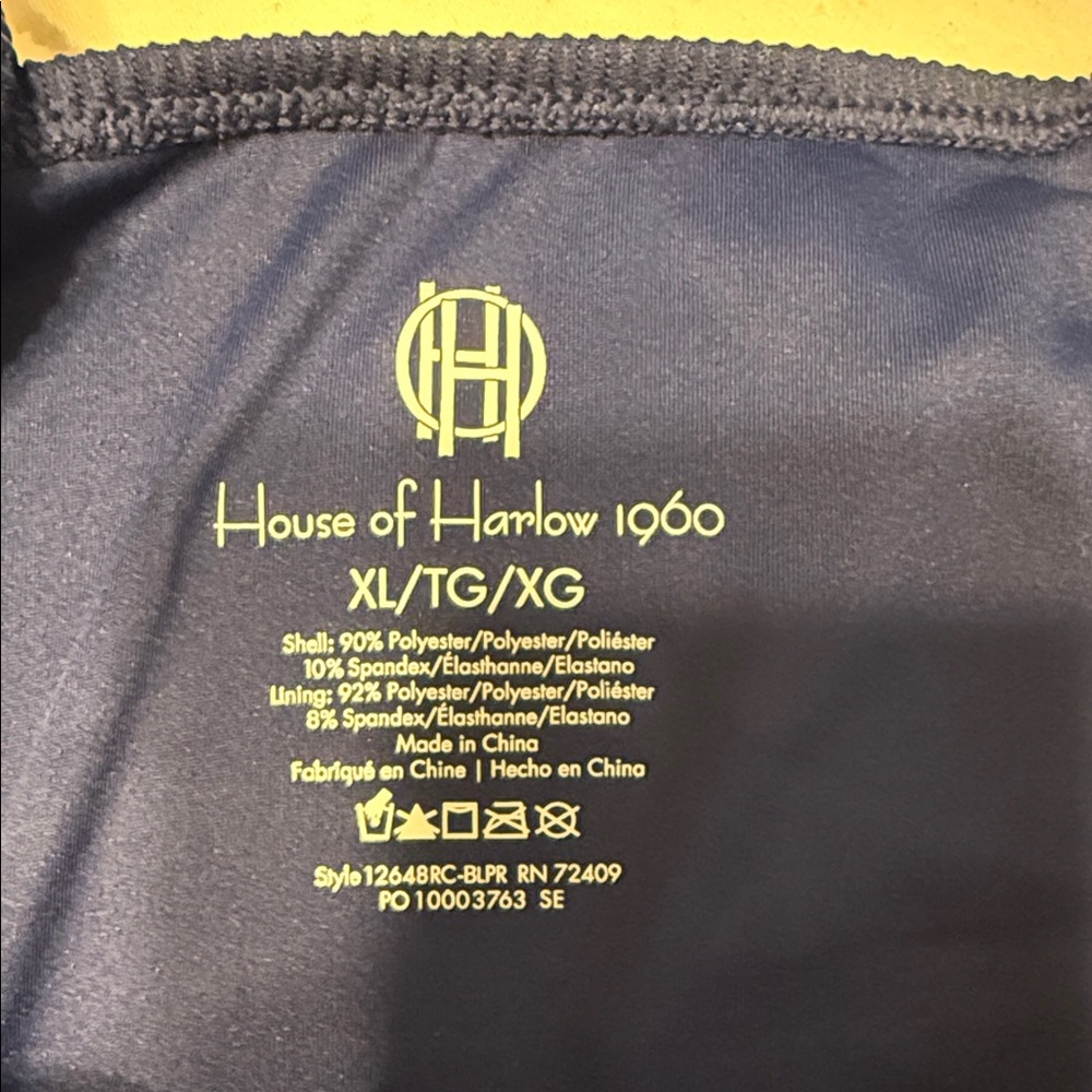 NWT Women’s House of Harlow Navy Ribbed One-Piece Swimsuit with Wide Straps-XL - Picture 4 of 4